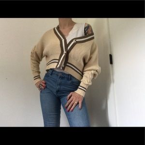 SHIEN Cable-Crew Classic Ruby Sport Croptop Sweater Cardigan